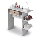 Mesa De Manicure Bancada Branca C/ Suporte De Esmalte Mdf