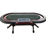 Mesa De Poker Profissional Retro Madeira E Couro 9 Lugares