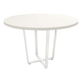 Mesa De Reunião Industrial Branca 110cm Pés Em Metal F5