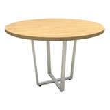Mesa De Reunião Industrial Mac Branco 110cm Pés Em Metal F5