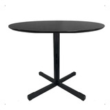 Mesa De Reunião Redonda Preta Para Escritório 1,2m Pé Metal