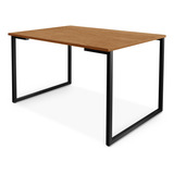 Mesa De Sala De Estar E Jantar Retangular Estilo Industrial Para 4 Pessoas Klm Store Cor Imbuia E Preto Klm Store