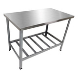 Mesa De Serviço Tampo Em Aço Inox Cozinha Industrial 150x70