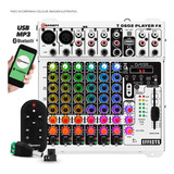 Mesa De Som 6 Canais Player Multicolor T0602 Mixer Taramps T 0602 Equalizador Mp3 Usb Fm Bluetooth 78 Efeitos Rgb Led 12v