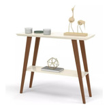 Mesa Decorativa Aparador Sala Mônaco Off White Pés Madeira
