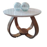 Mesa Decorativa De Centro Base Cebola Tampo Laca C/vidro