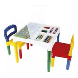 Mesa Didática Mesinha Infantil Poliplac 2 Cadeiras 3 Adesivo