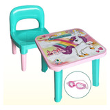 Mesa Dino Unicornio Mesinha Infantil Didática