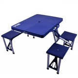 Mesa Dobrável Alumínio Com 4 Banquetas Camping Praia - Kala