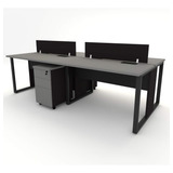 Mesa Dupla 2,40m P/ 4 Pessoas C/ 2 Gav. E Divisória Cs Pr F5