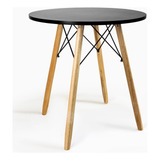 Mesa Eames Redonda 70cm Sala D Jantar Pés Palito Wood Eiffel