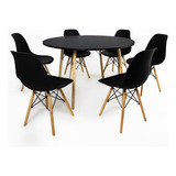 Mesa Eiffel Redonda Preta 120cm +6 Cadeiras Eames Conjunto