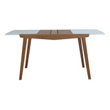 Mesa Elástica Jade 133cm Em Madeira Maciça E Vidro Fendi Cla