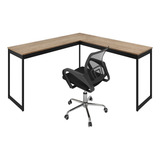 Mesa Em L Escrivaninha + Cadeira Escritório Giratória