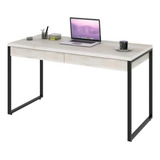 Mesa Escritório Office Estilo Industrial 1,10 M C/ 2 Gavetas Cor Snow