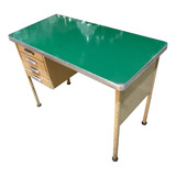 Mesa Escrivaninha De Aço Antiga