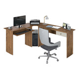Mesa Escrivaninha De Canto Em L Estação De Trabalho Natural 