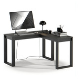 Mesa Escrivaninha De Canto Em L Estilo Industrial Cor Preto