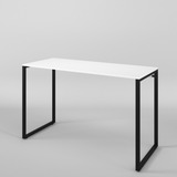 Mesa Escrivaninha Estudo Escritório Office Industrial 90cm Cor Branco Com Preto