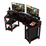 Mesa Escrivaninha Gamer Em Curva Suporte Para Copos 1,86m