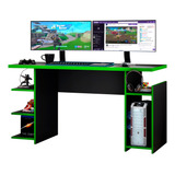Mesa Gamer Escrivaninha Com Nichos Tóquio Notável P Verde