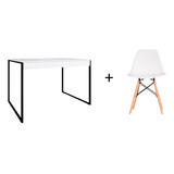 Mesa Home Office Compacta Pequena + Cadeira Branca Ask