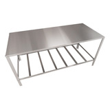 Mesa Industrial 120 X 53 Prateleira Grade Tampo Inox