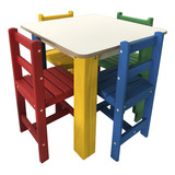 Mesa Infantil Camaleão 4 Cadeiras Colorida