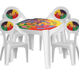 Mesa Infantil Com 4 Cadeiras Decorada