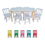 Mesa Infantil Com 6 Cadeira Madeira Educativa Para Crianças 