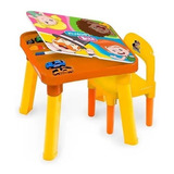 Mesa Infantil Didática Mesinha C/ Cadeira Divisória + Boneco