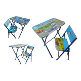 Mesa Infantil Educativa Azul Com Cadeira
