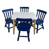 Mesa Infantil Educativa De Madeira Com 4 Cadeira Resistentes