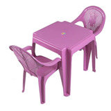 Mesa Infantil Ursinho Com 02 Cadeiras Plásticas Várias Cor Cor Rosa