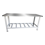 Mesa Inox 1,80x70 Serviço Industrial + Prateleira Reforçada