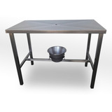 Mesa Inox Cirúrgica Pet 116x65cm Veterinária C Vinco Coletor
