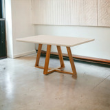 Mesa Jantar 4 Lugares Bela Vidro/mdf Base Madeira Lançamento