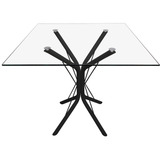 Mesa Jantar 90cm Quadrada Vidro Temperado Base Ana Metal Np Cor Da Tampa Transparente Cor Dos Pés Preto