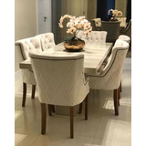 Mesa Jantar Brilho 2.20x1.00 Com 8 Poltronas Capitonê Braço