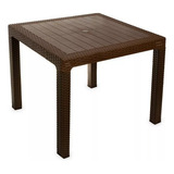 Mesa Jantar Rattan Quadrada Resistente Area Interna/externa Cor Da Tampa Marrom Cor Dos Pés Marrom