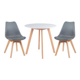 Mesa Jantar Redonda Leda 80 Cm + 2 Cadeiras Estofadas Leda
