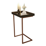 Mesa Lateral Apoio Sofá Com Espelho Jb 4774- Canela / Bronze Cor Canela/bronze