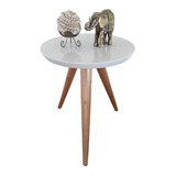 Mesa Lateral Decorativa Laqueada Com Vidro Tampo 50 Cm 