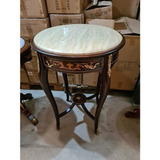 Mesa Lateral Redonda Gaveta Marchetaria Marmore Veio Formosa