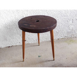 Mesa Lateral Roda Madeira Maciça Antiga De Engenho