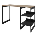 Mesa Madeira Office Industrial C/ Prateleiras P/ Estudo Top