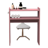 Mesa Manicure Porta Esmaltes Aparador Carrinho Auxiliar Rosa
