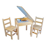 Mesa Mesinha Bau Infantil Com Cadeiras De Madeira Resistente