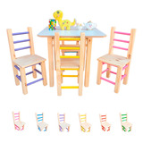 Mesa Mesinha Com 4 Cadeira Infantil Colorida: Para Crianças 