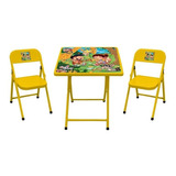 Mesa Mesinha Infantil 2 Cadeira Aço Desenho Escola Safari